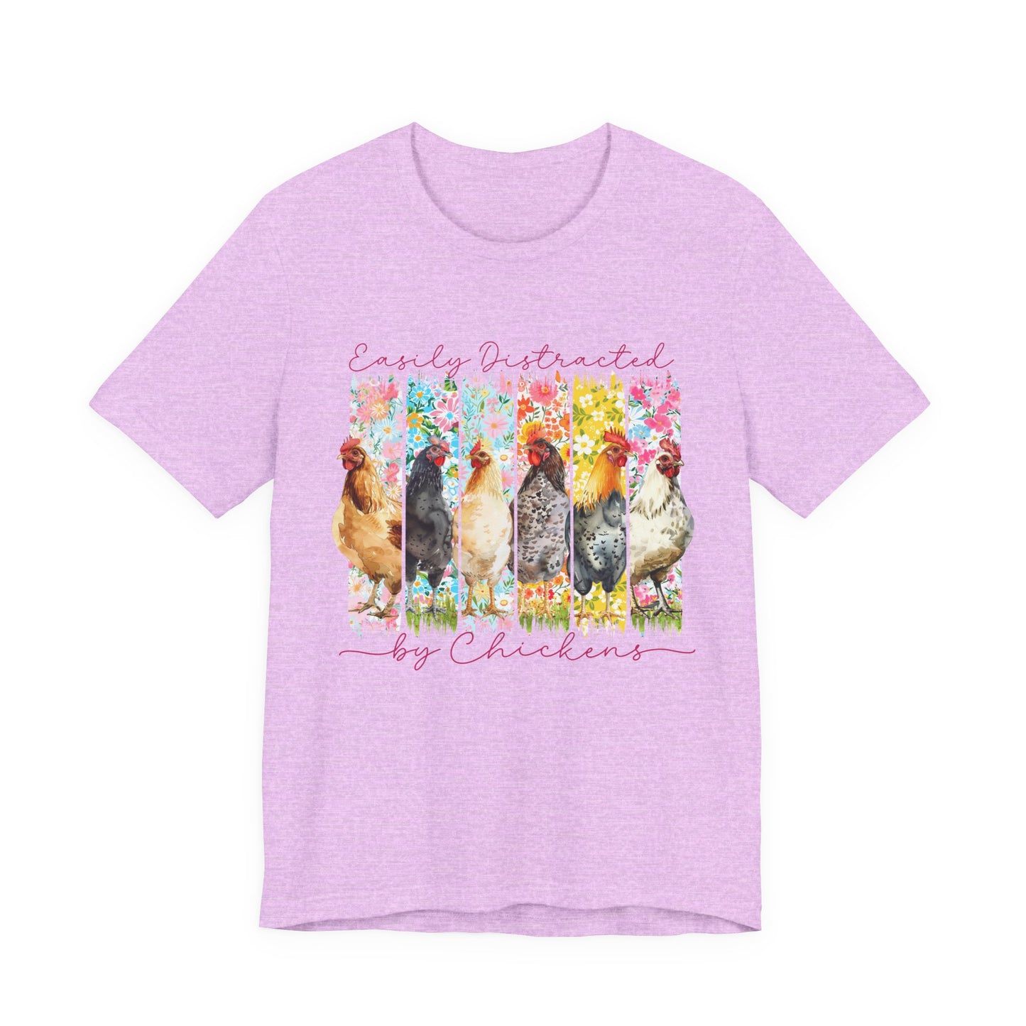 'Easily Distracted by Chickens' Watercolor Farmyard T‑Shirt