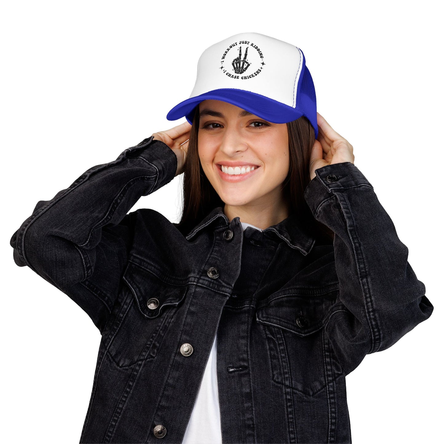 Trucker Hat — "I Woke Up Just Kidding I Chase Chickens"