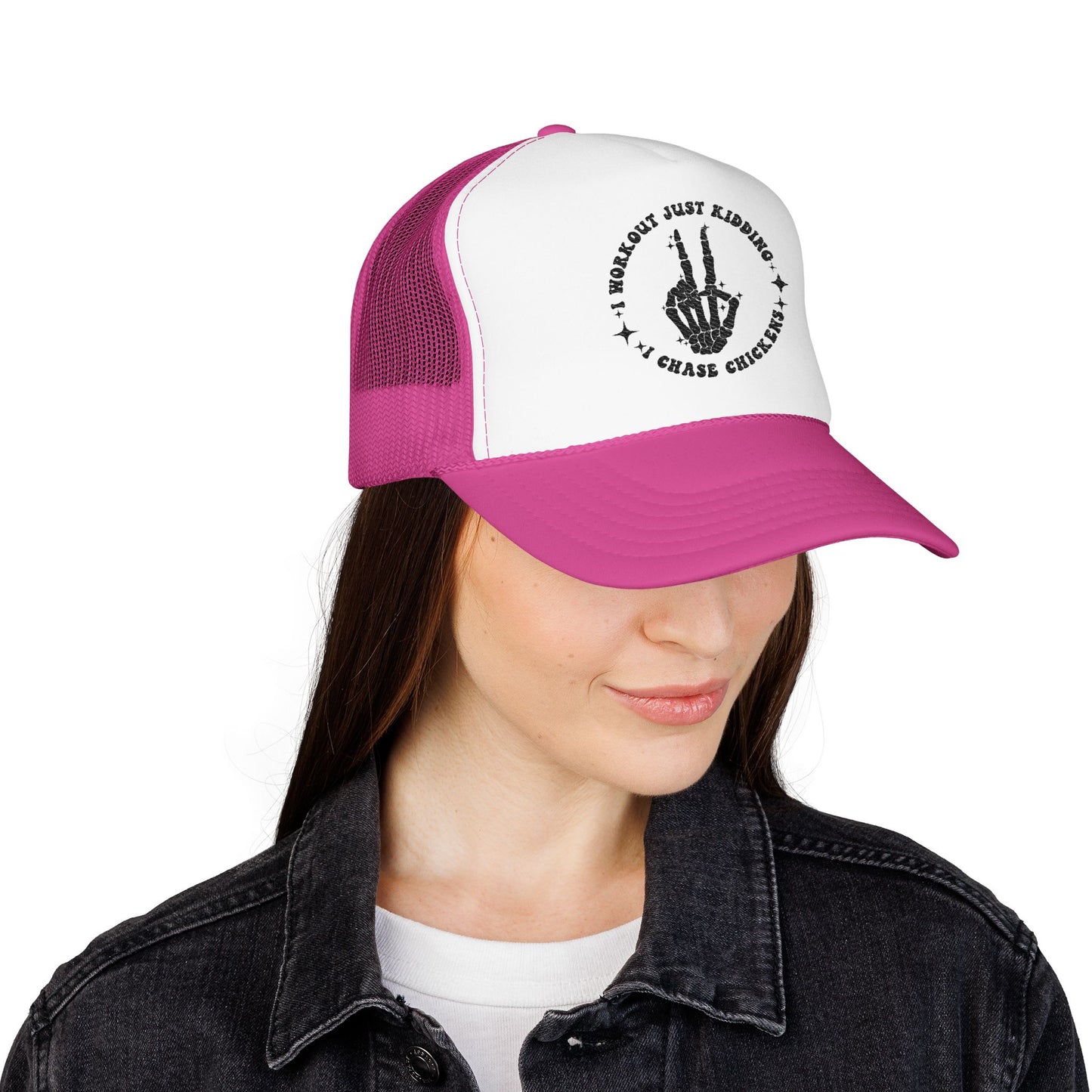 Trucker Hat — "I Woke Up Just Kidding I Chase Chickens"