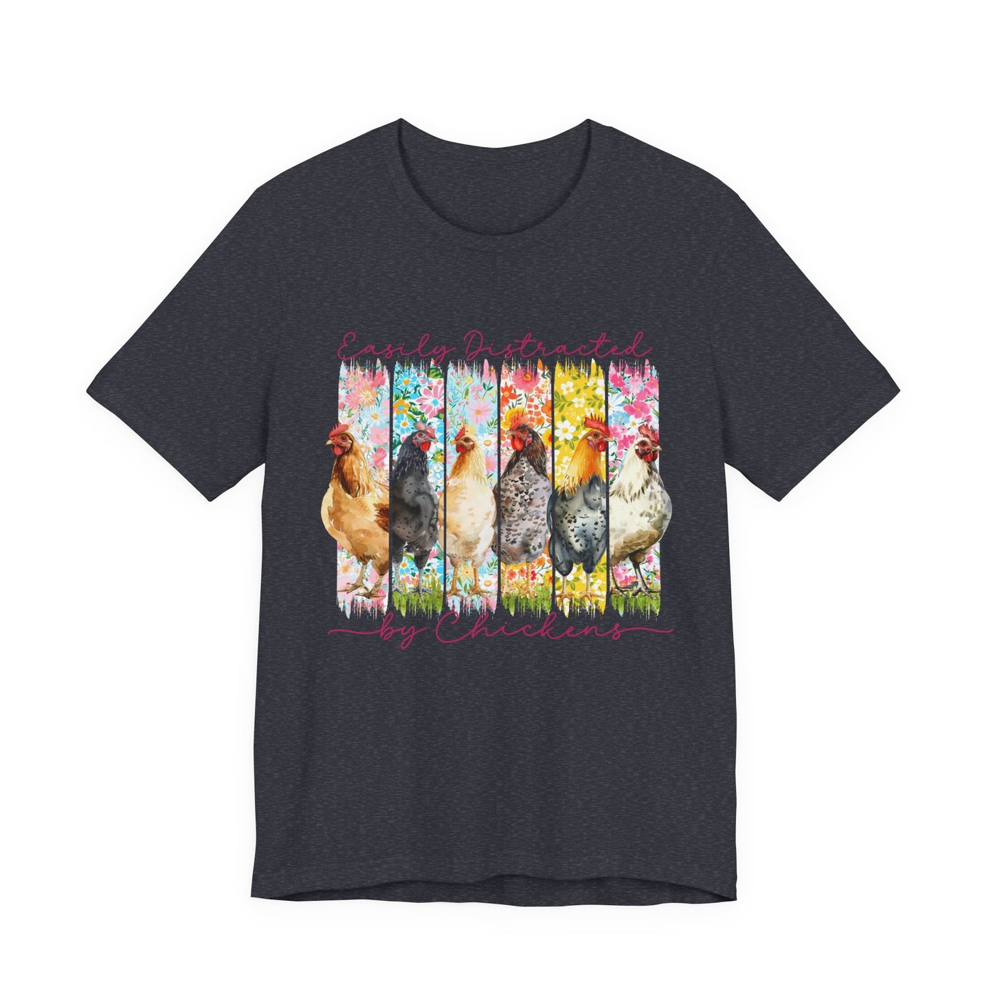 'Easily Distracted by Chickens' Watercolor Farmyard T‑Shirt