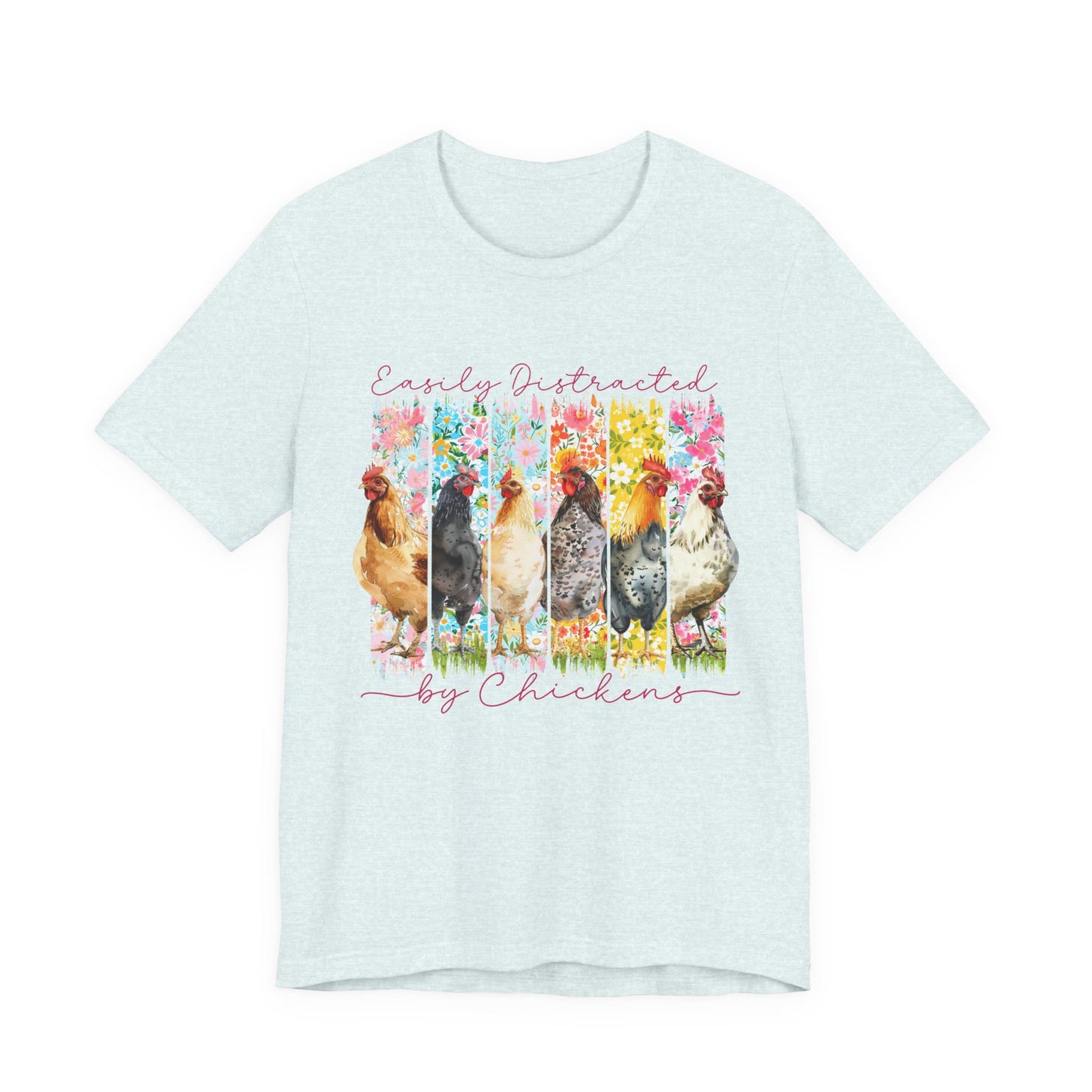 'Easily Distracted by Chickens' Watercolor Farmyard T‑Shirt