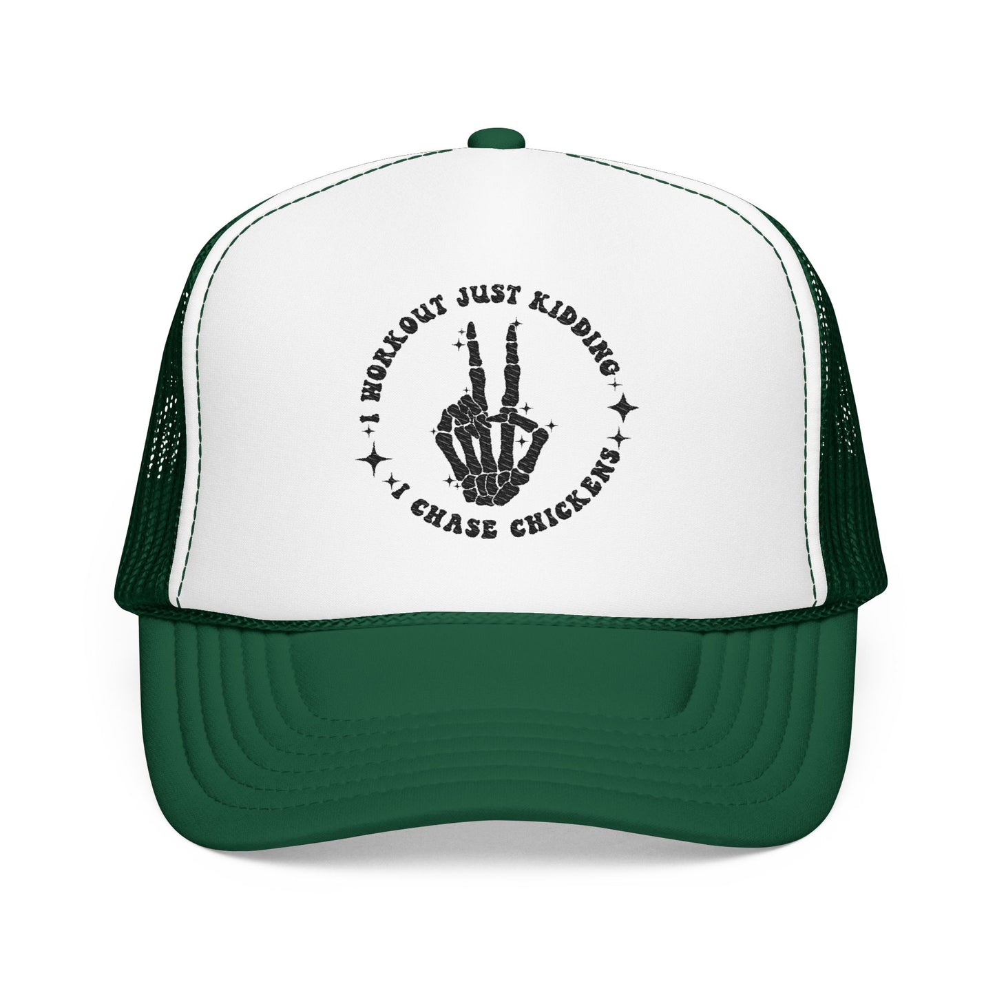 Trucker Hat — "I Woke Up Just Kidding I Chase Chickens"