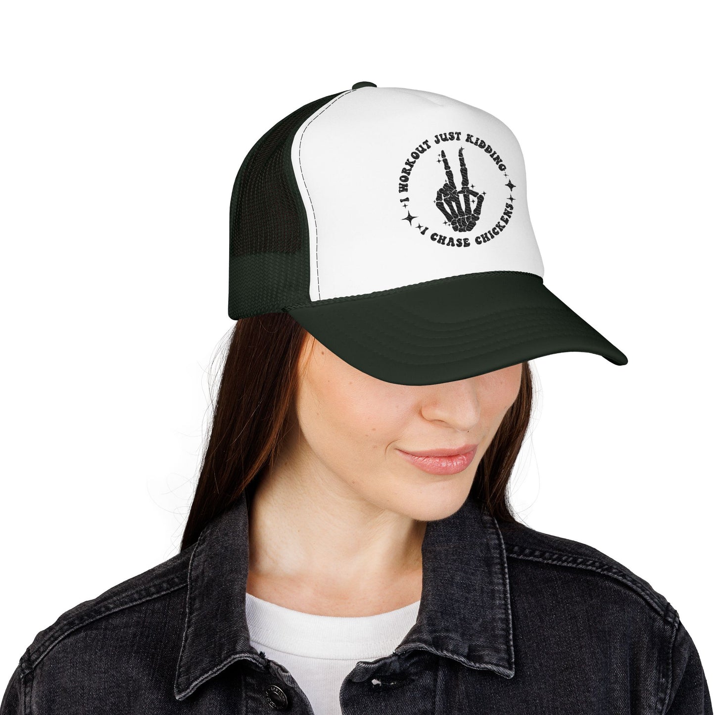 Trucker Hat — "I Woke Up Just Kidding I Chase Chickens"