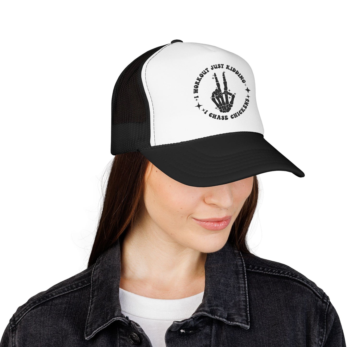 Trucker Hat — "I Woke Up Just Kidding I Chase Chickens"