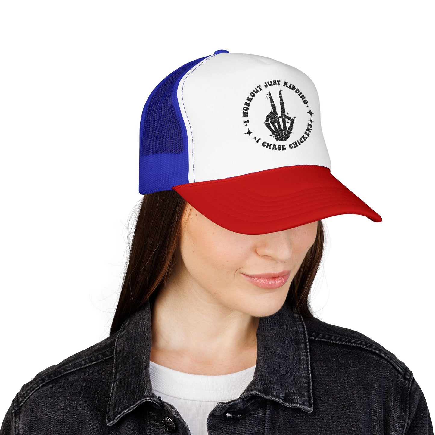 Trucker Hat — "I Woke Up Just Kidding I Chase Chickens"