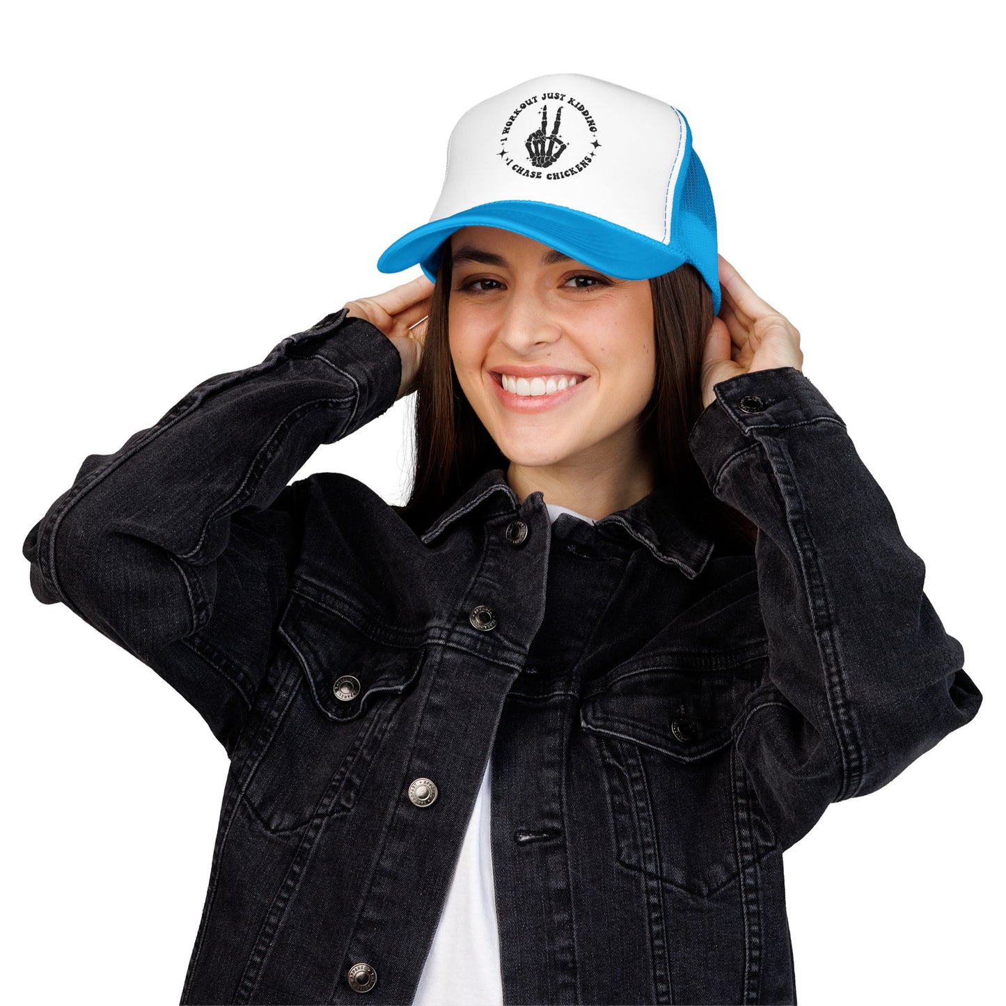 Trucker Hat — "I Woke Up Just Kidding I Chase Chickens"