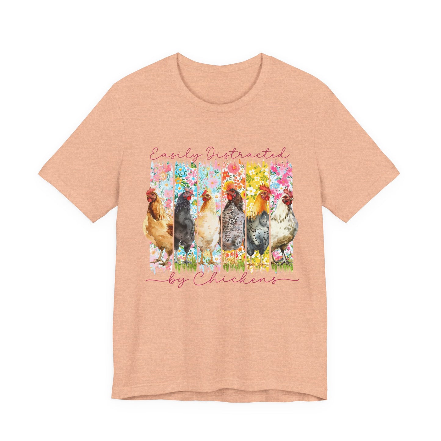'Easily Distracted by Chickens' Watercolor Farmyard T‑Shirt