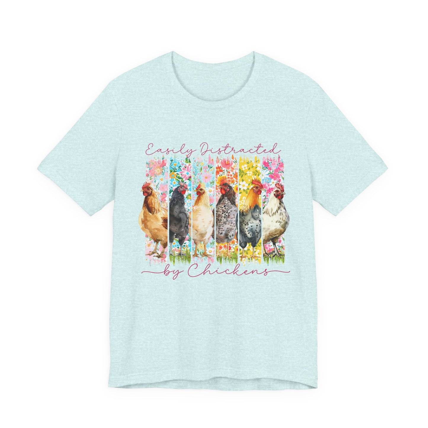 'Easily Distracted by Chickens' Watercolor Farmyard T‑Shirt