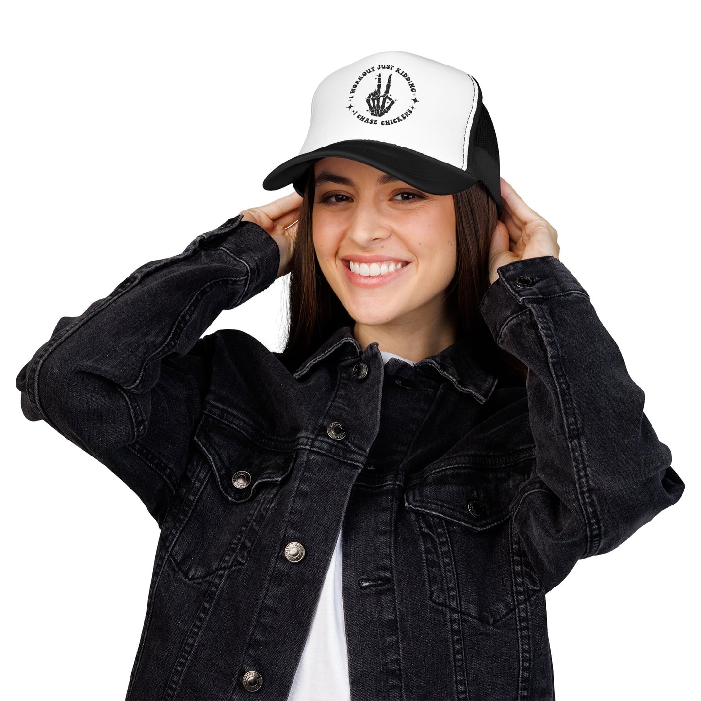 Trucker Hat — "I Woke Up Just Kidding I Chase Chickens"