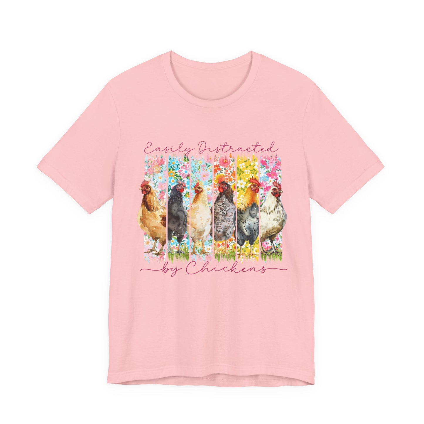 'Easily Distracted by Chickens' Watercolor Farmyard T‑Shirt
