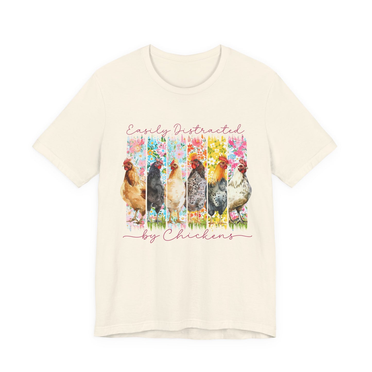 'Easily Distracted by Chickens' Watercolor Farmyard T‑Shirt